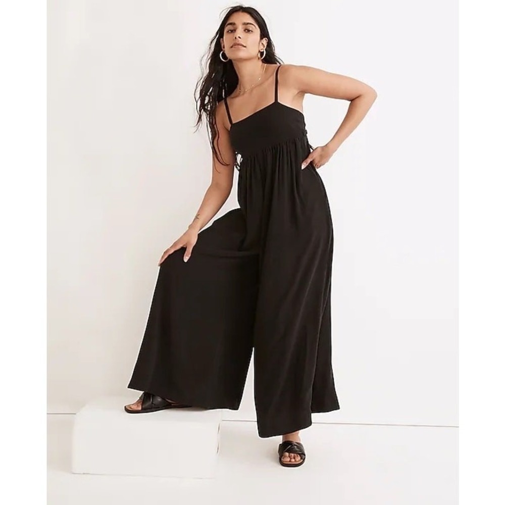 Madewell Black Tie-Back Wide-Leg Sleeveless Jumpsuit Size 2